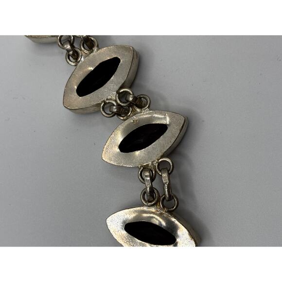 Sterling Silver Pink Red Marquis Gem Bracelet - Picture 5 of 16